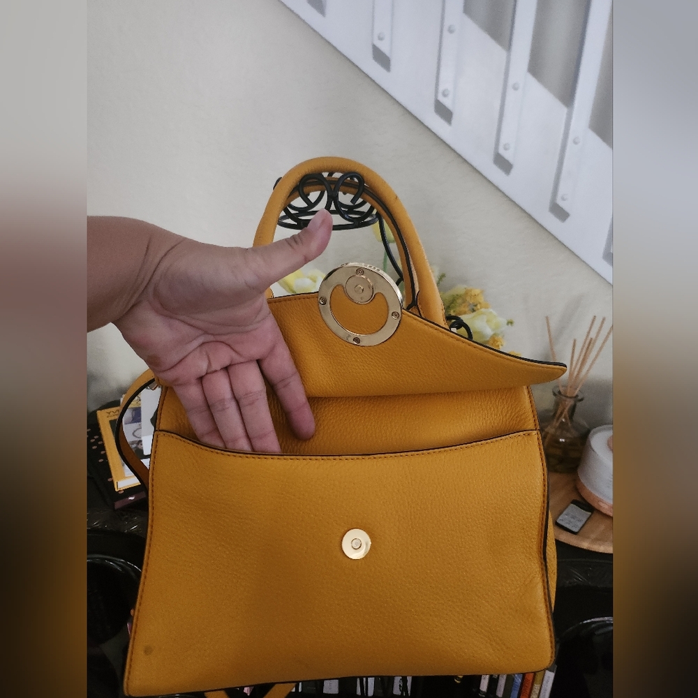 Michael Kors Yellow Leather Hudson Satchel - Picture 2 of 9